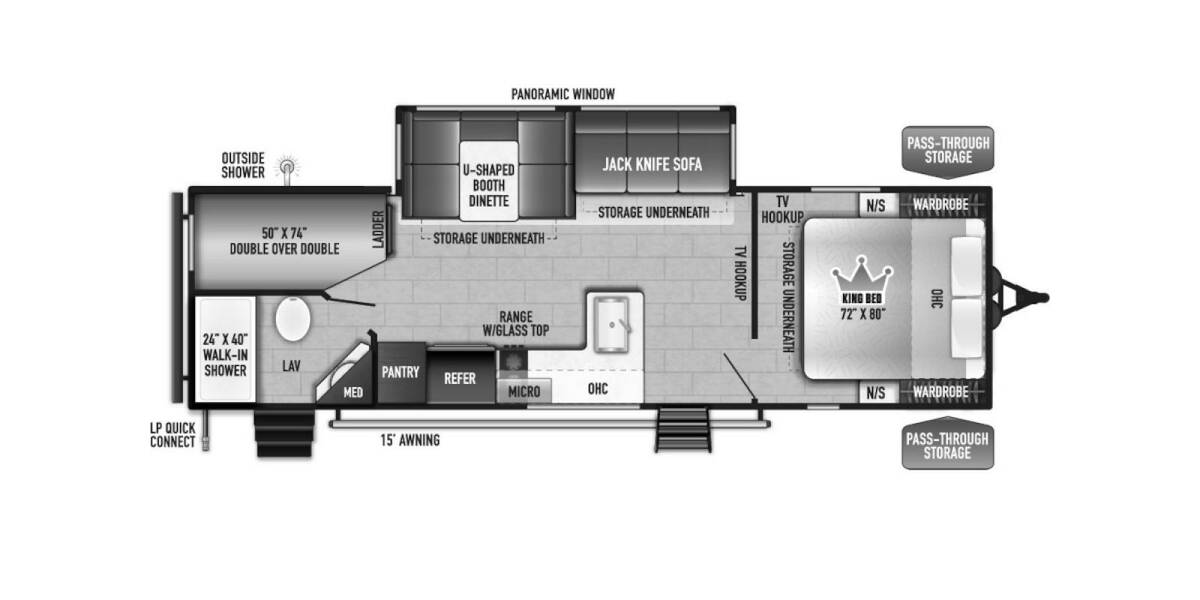 2023 East to West Della Terra LE 255BHLE Travel Trailer at Chuck's RV Sales STOCK# 0011 Floor plan Layout Photo