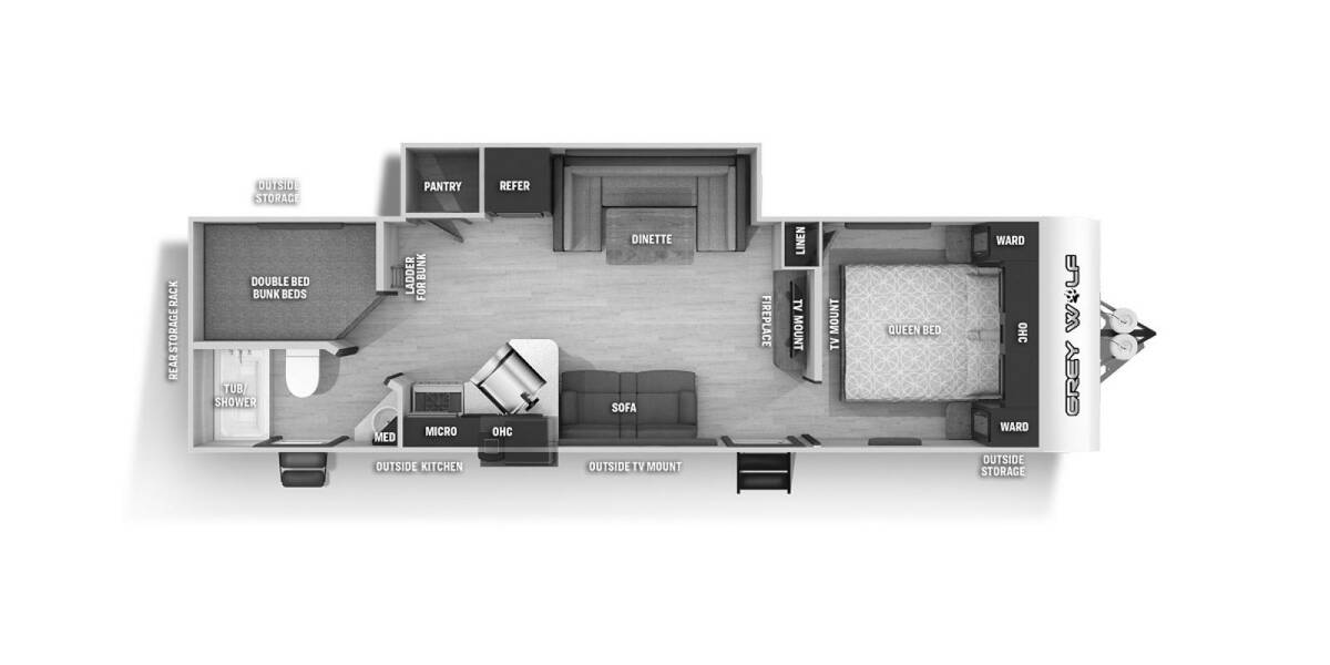 2021 Cherokee Grey Wolf 26BRB Travel Trailer at Chuck's RV Sales STOCK# 073663 Floor plan Layout Photo