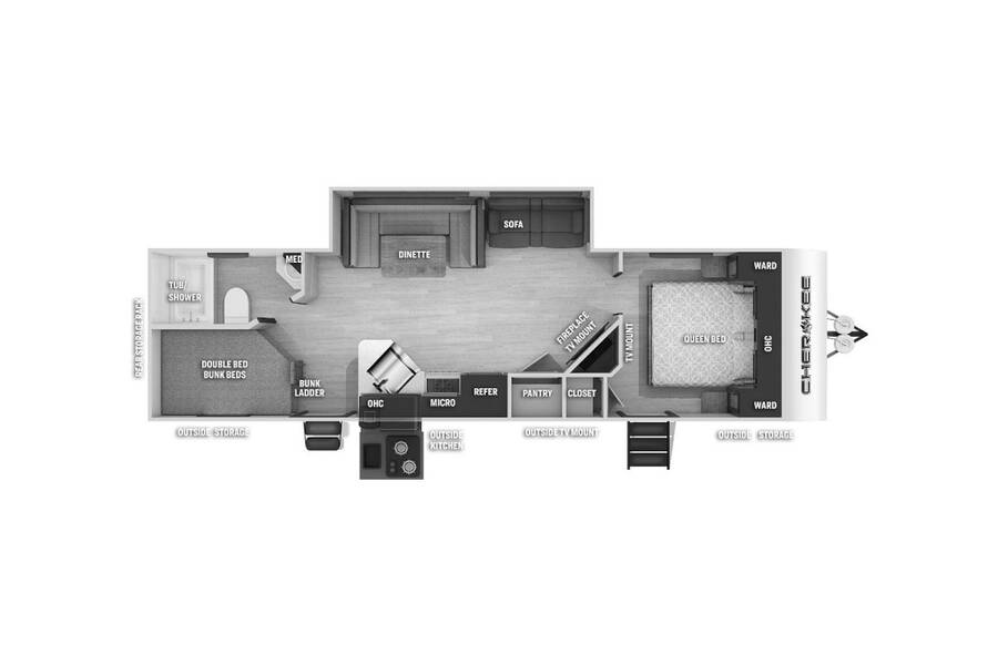 2022 Cherokee 264DBH Travel Trailer at Chuck's RV Sales STOCK# 56679 Floor plan Layout Photo