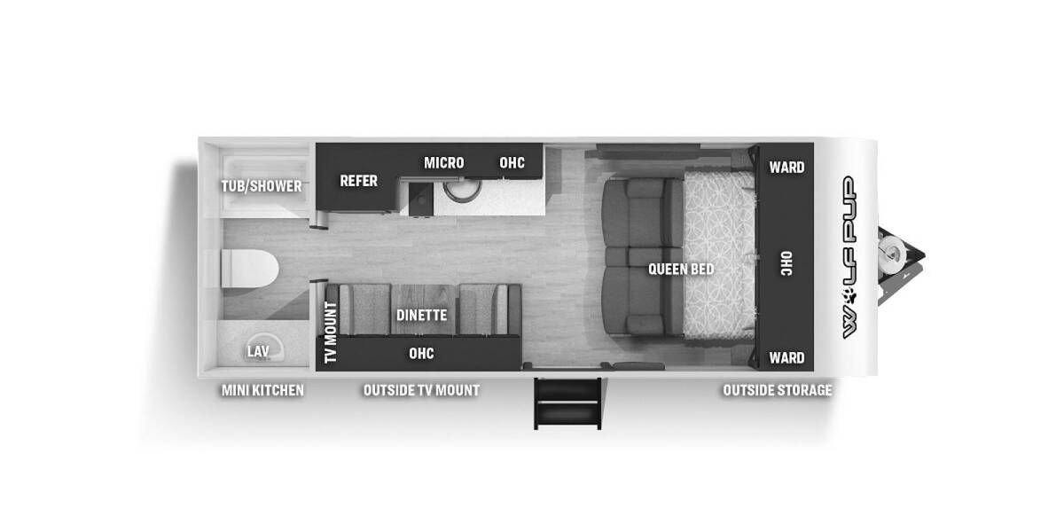 2022 Cherokee Wolf Pup 16FQBL Black Label Travel Trailer at Chuck's RV Sales STOCK# 21951 Floor plan Layout Photo