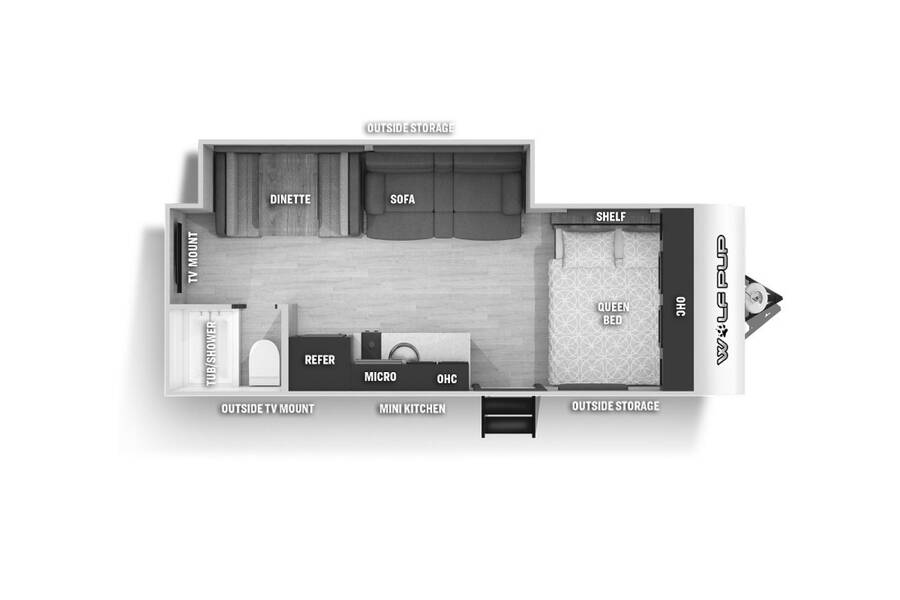 2022 Cherokee Wolf Pup 18TO Travel Trailer at Chuck's RV Sales STOCK# 4646 Floor plan Layout Photo